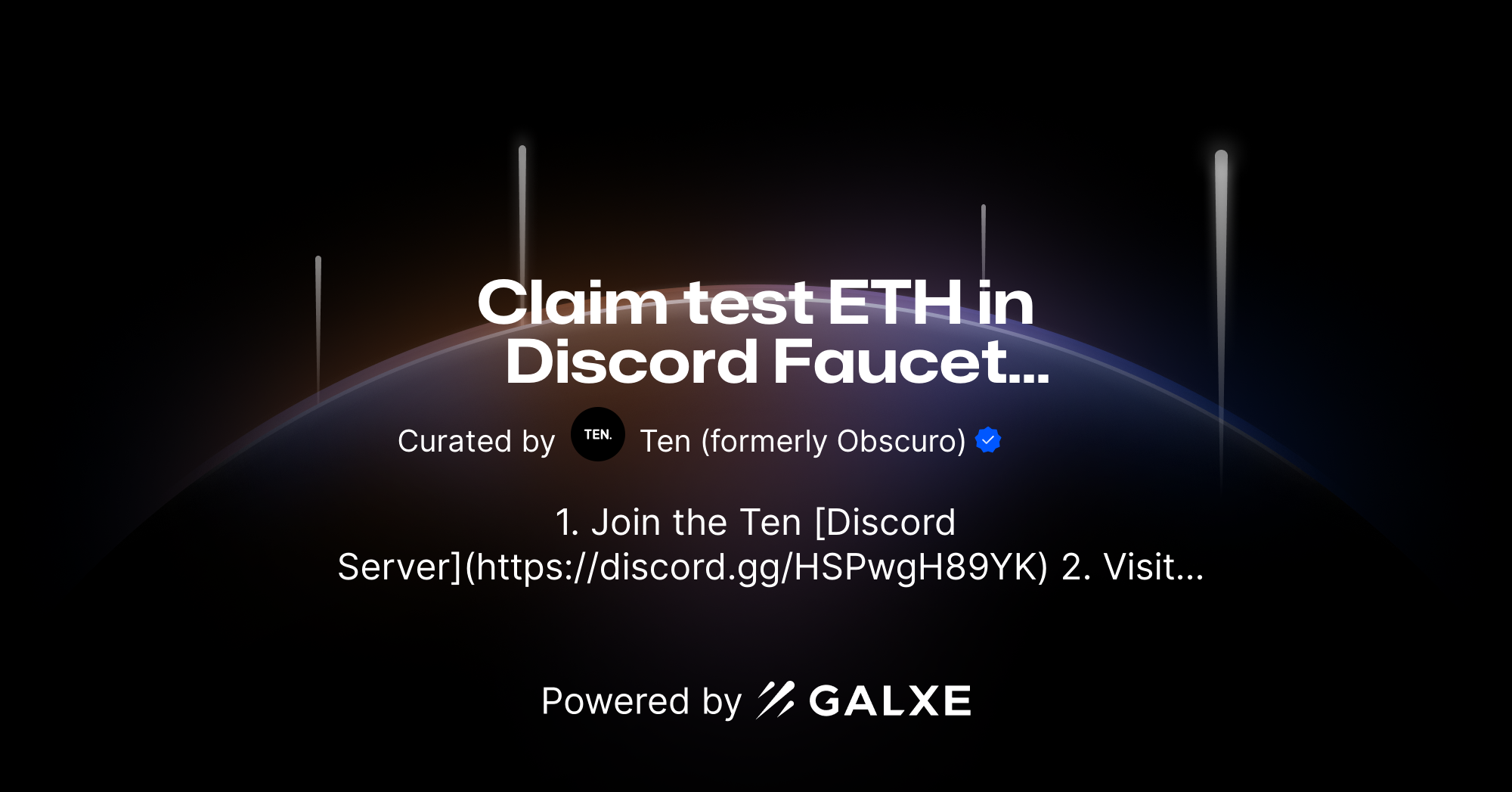 Claim test ETH in Discord Faucet Credential Galxe